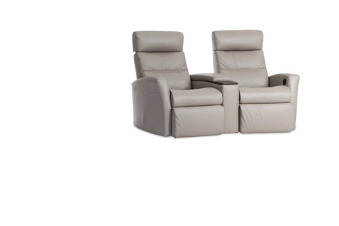 IMG Divani slimline leather motion sofa on display at Recliner & Co Brisbane - designer Scandinavian lounge suite.