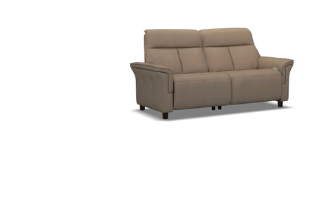 IMG Milan slimline leather motorised sofa on display at Recliner & Co Brisbane showroom.