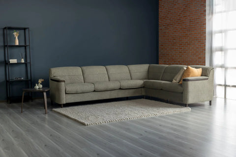 IMG Clayton modular leather motion sofa on display at Recliner & Co Brisbane showroom.