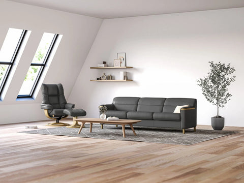 IMG Clayton modular leather motion sofa on display at Recliner & Co Brisbane showroom.