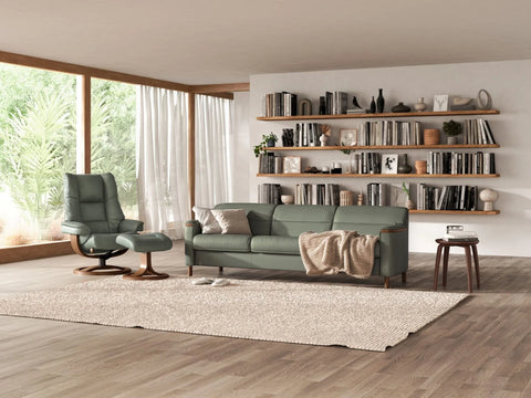 IMG Clayton modular leather motion sofa on display at Recliner & Co Brisbane showroom.