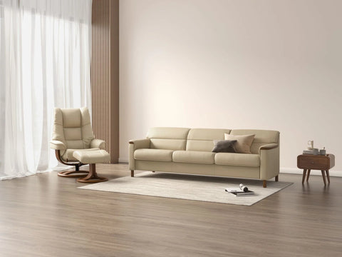 IMG Clayton modular leather motion sofa on display at Recliner & Co Brisbane showroom.