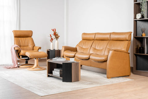IMG Nordic functional leather motion sofa at Recliner & Co Brisbane - the perfect coordinated Scandinavian lounge suite.