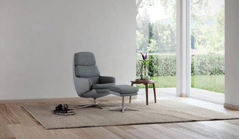 IMG Lyra compact leather recliner with timber arms at Recliner & Co Brisbane - ideal for small spaces.