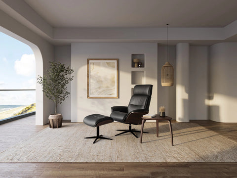 IMG Space 5300 leather recliner and ottoman at Recliner & Co Brisbane showroom.